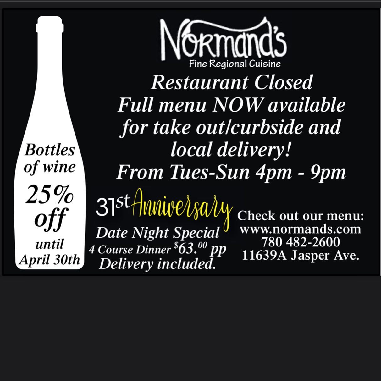Normand's Bistro Menu