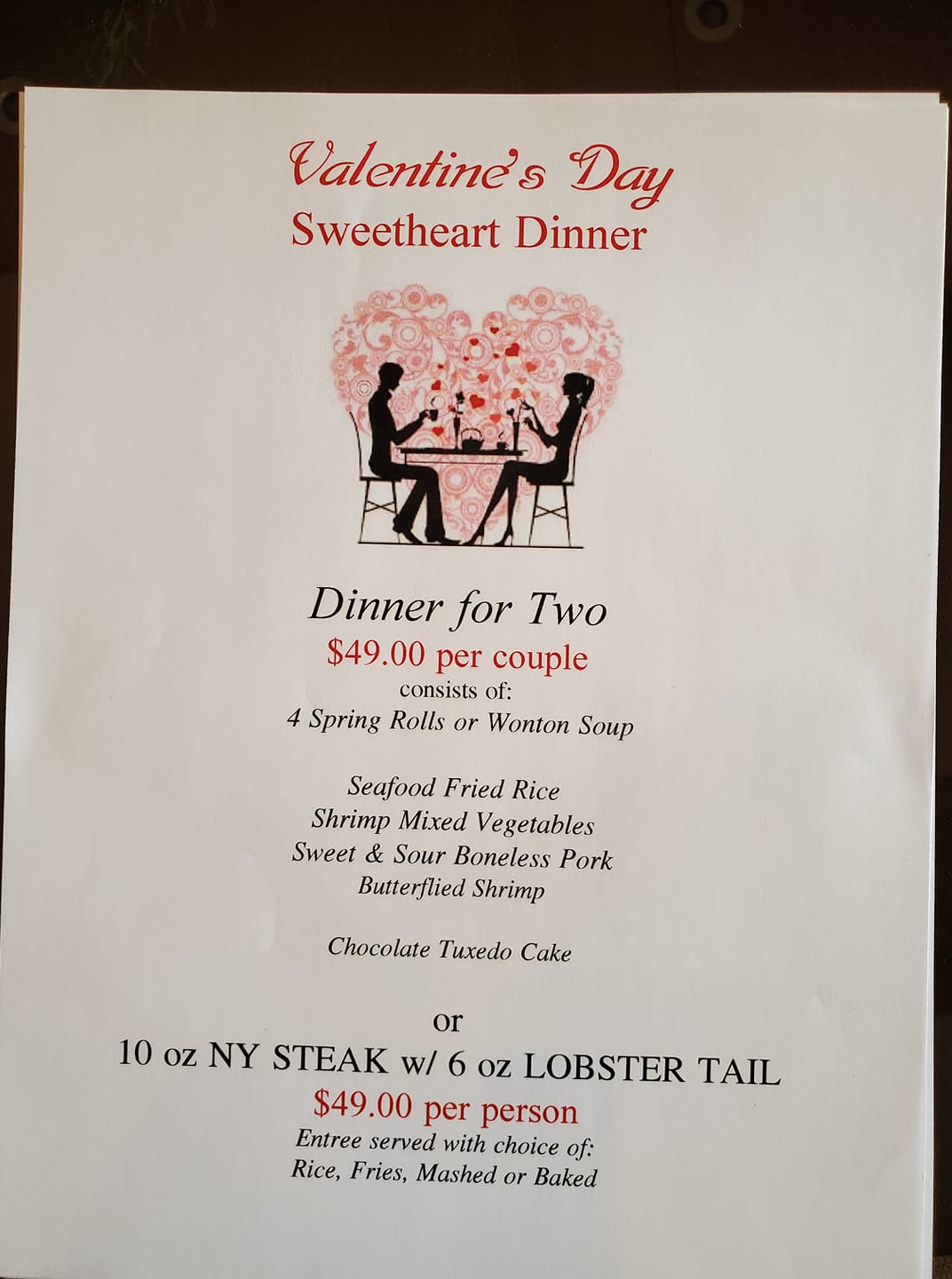 Golden Honey Restaurant Menu