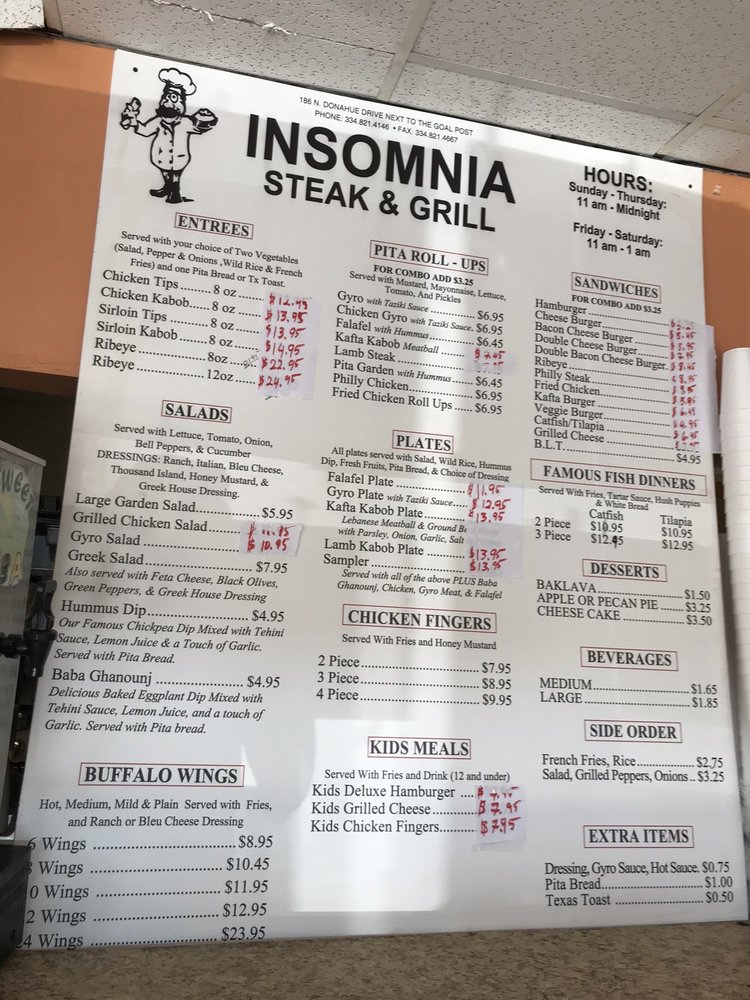 Insomnia Steak & Grill 186 N Donahue Dr, Auburn