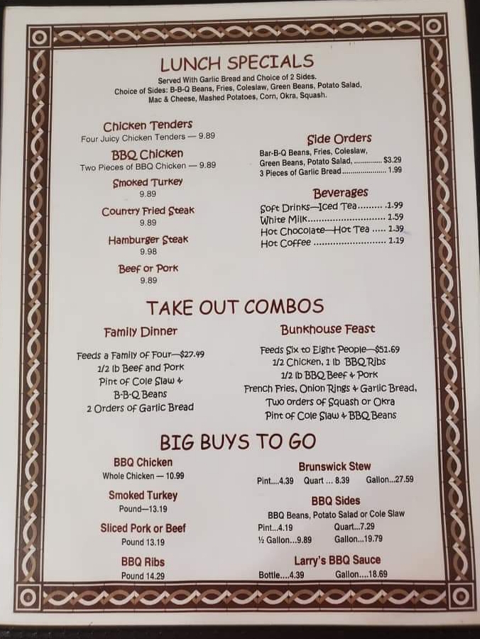 Larry's Real Pit Bar-B-Q Menu