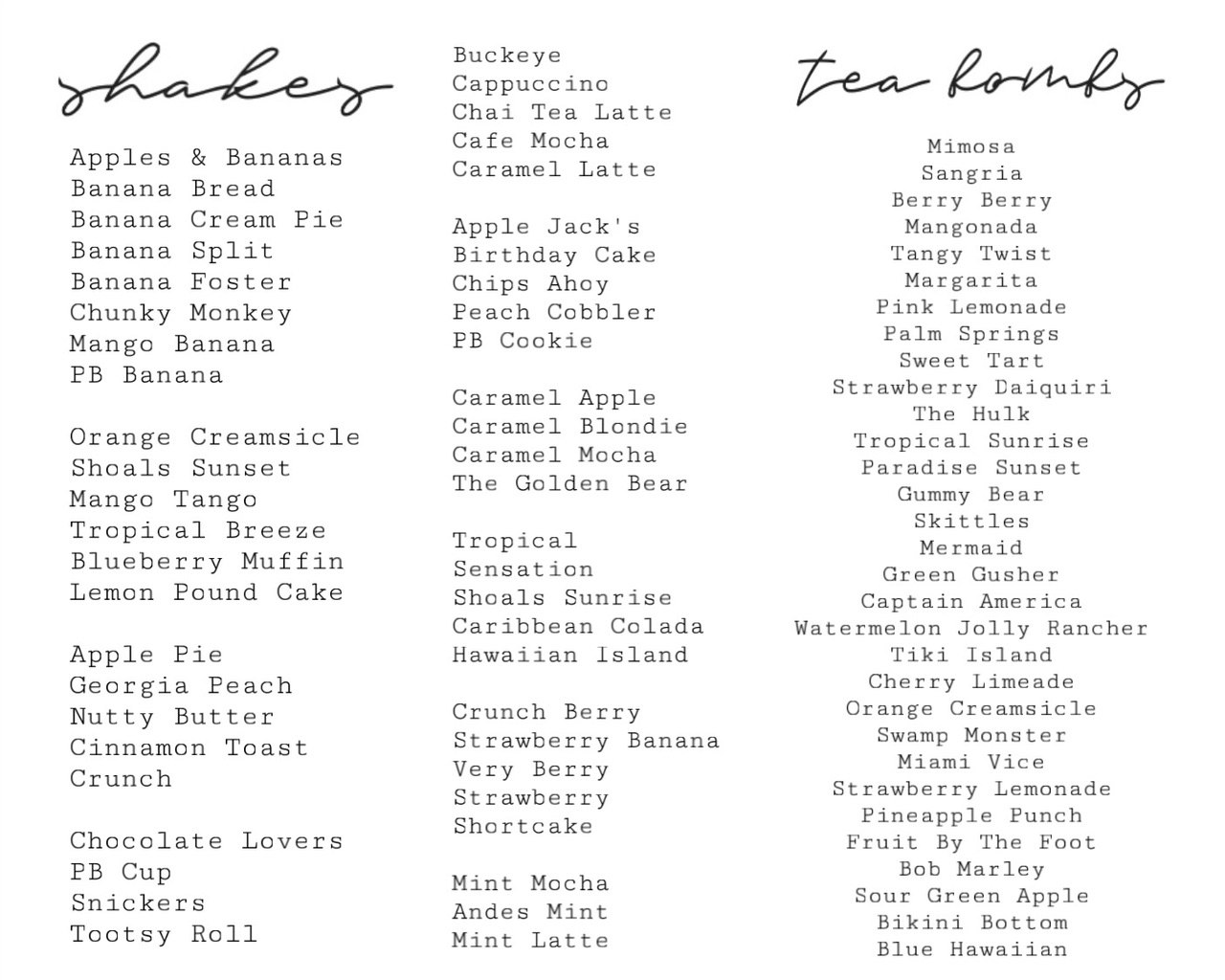 Herbalife Gadsden AL Nutrition Menu