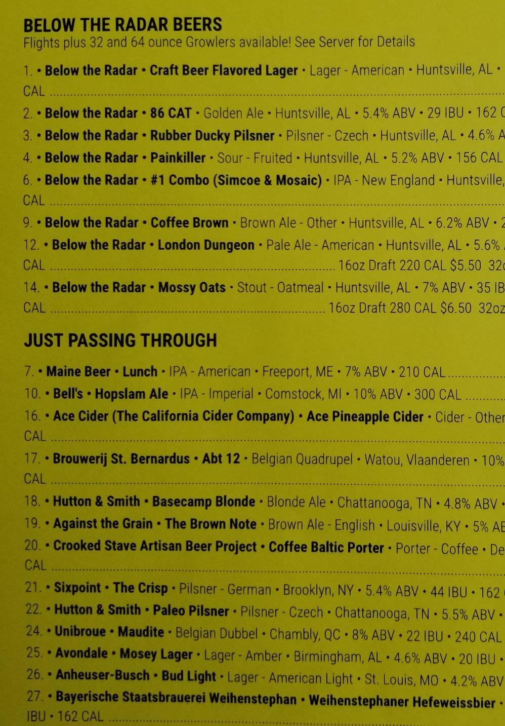Below the Radar Brewhouse 220 Holmes Ave NE, Huntsville