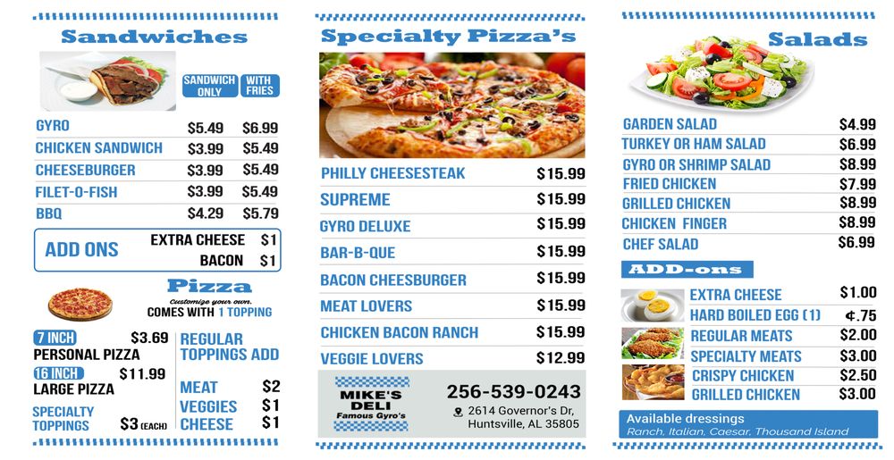 Mike's Deli Famous Gyros 2614 Governors Dr SW, Huntsville