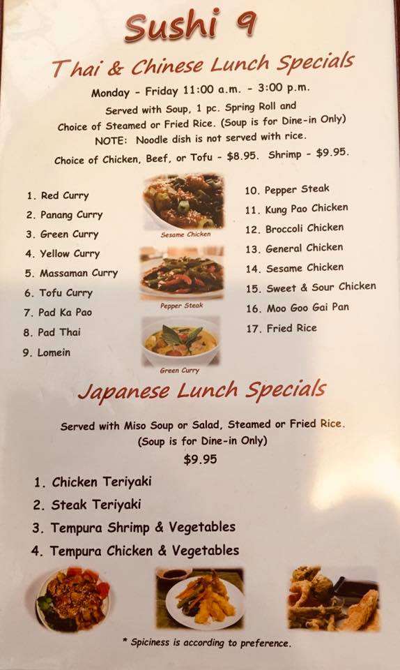 Sushi 9 Thai & Japanese Restaurant 720 Schillinger Rd S, Mobile