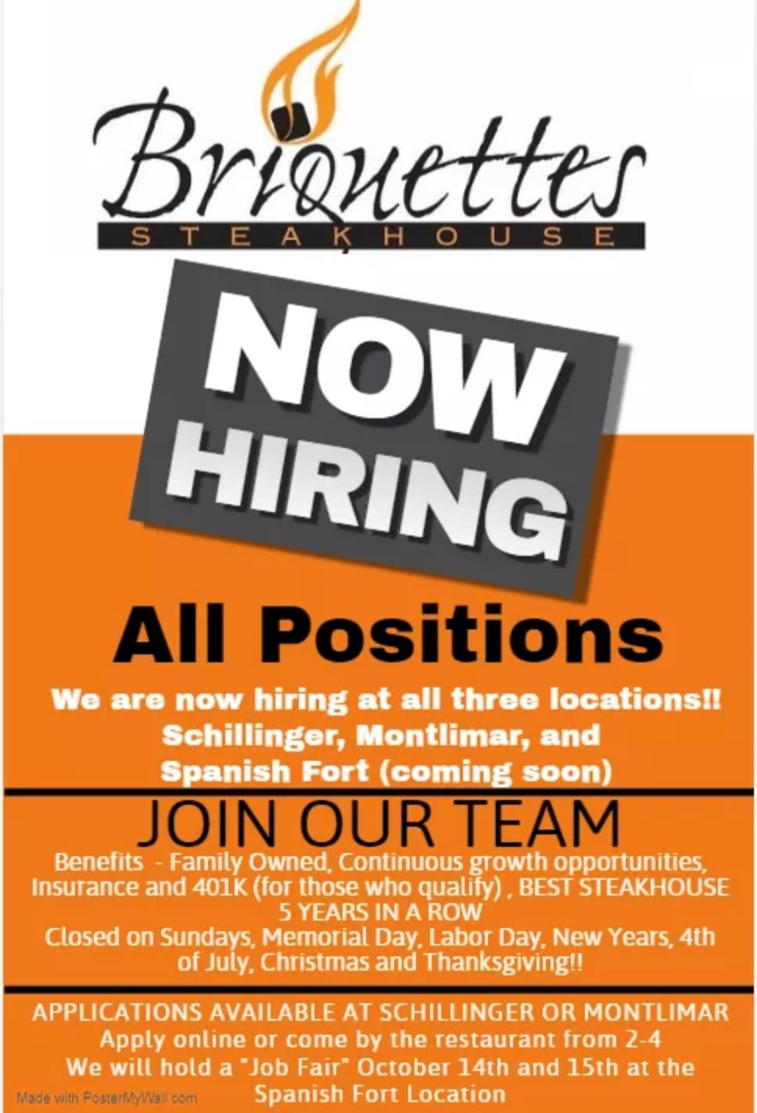 Briquettes Steakhouse 312 Schillinger Rd S, Mobile