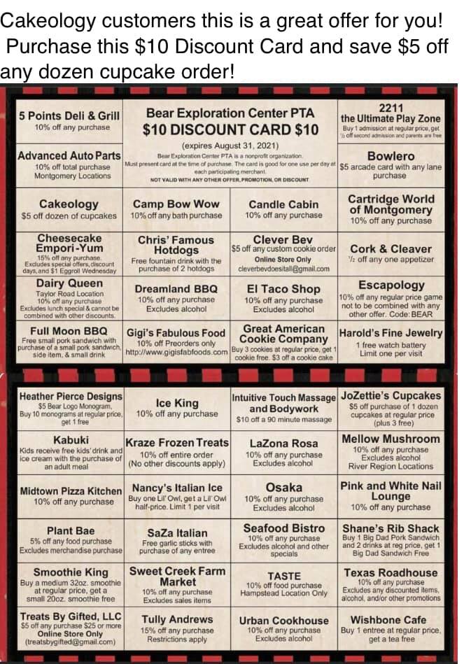 Cakeology Menu