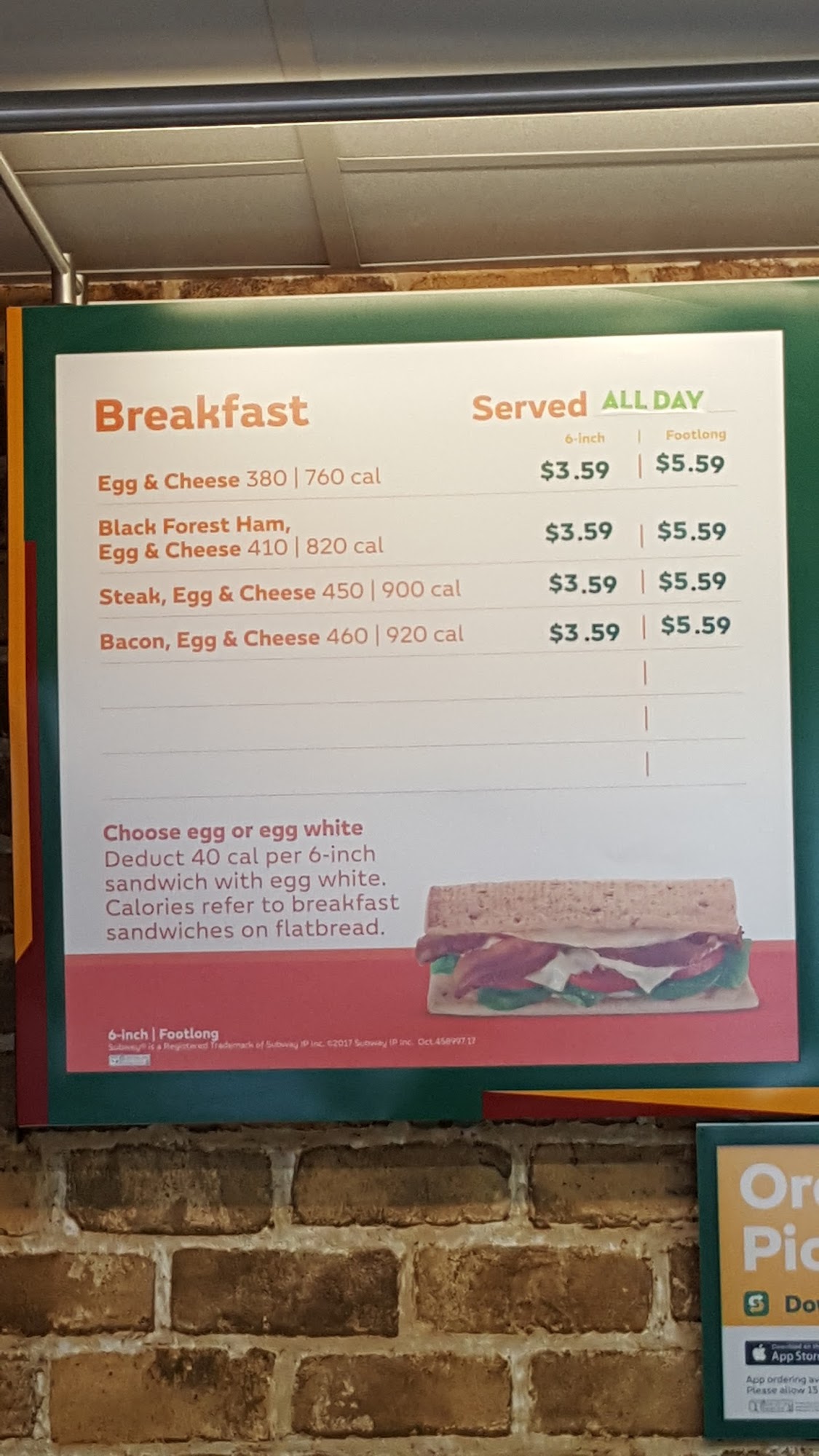 Subway Menu