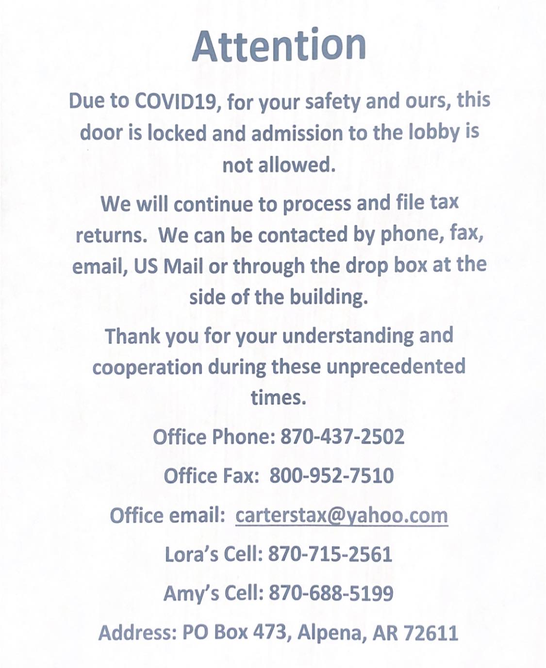 Carters Tax Services 108 US-412, Alpena Arkansas 72611