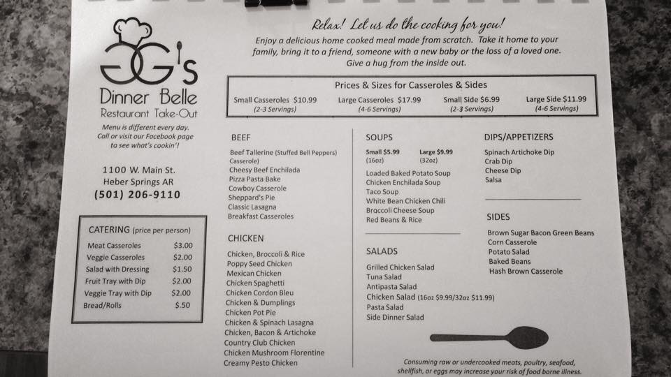 GG's Dinner Bell Menu