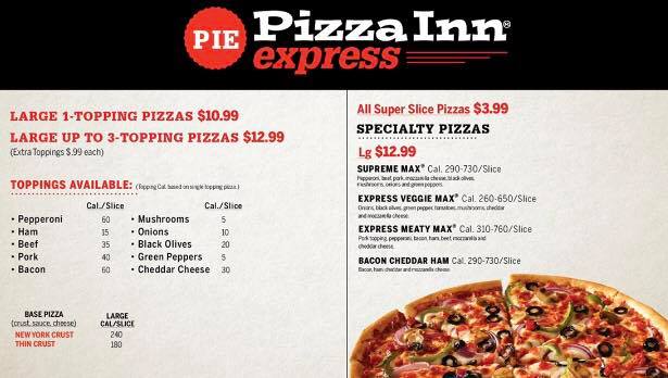 Pizza Inn Menu