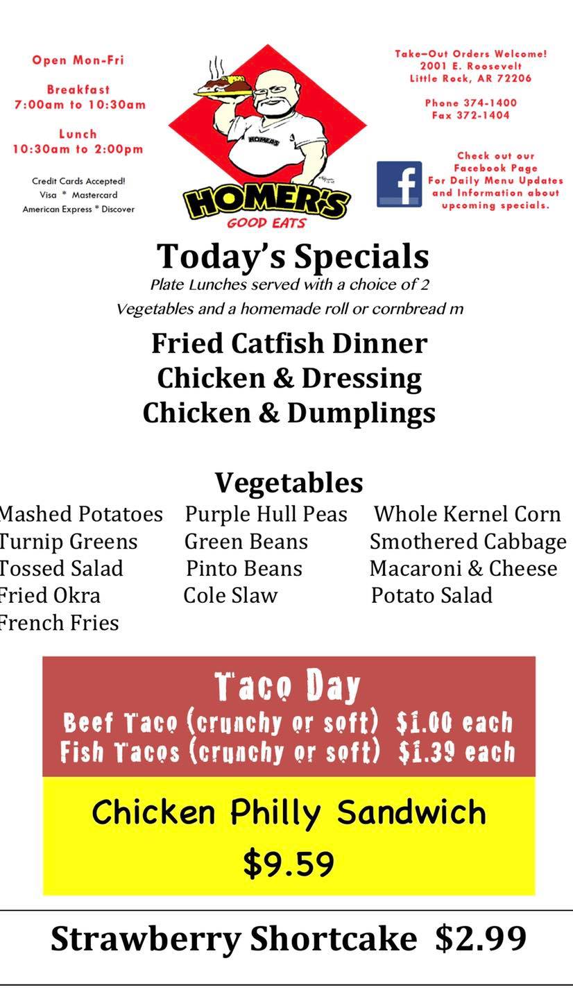 Homers East Restaurant 2001 E Roosevelt Rd #2517, Little Rock