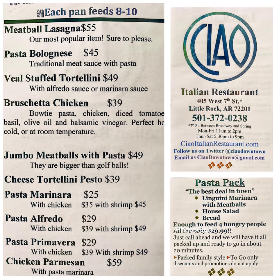 Ciao | Italian Restaurant 405 W 7th St, Little Rock