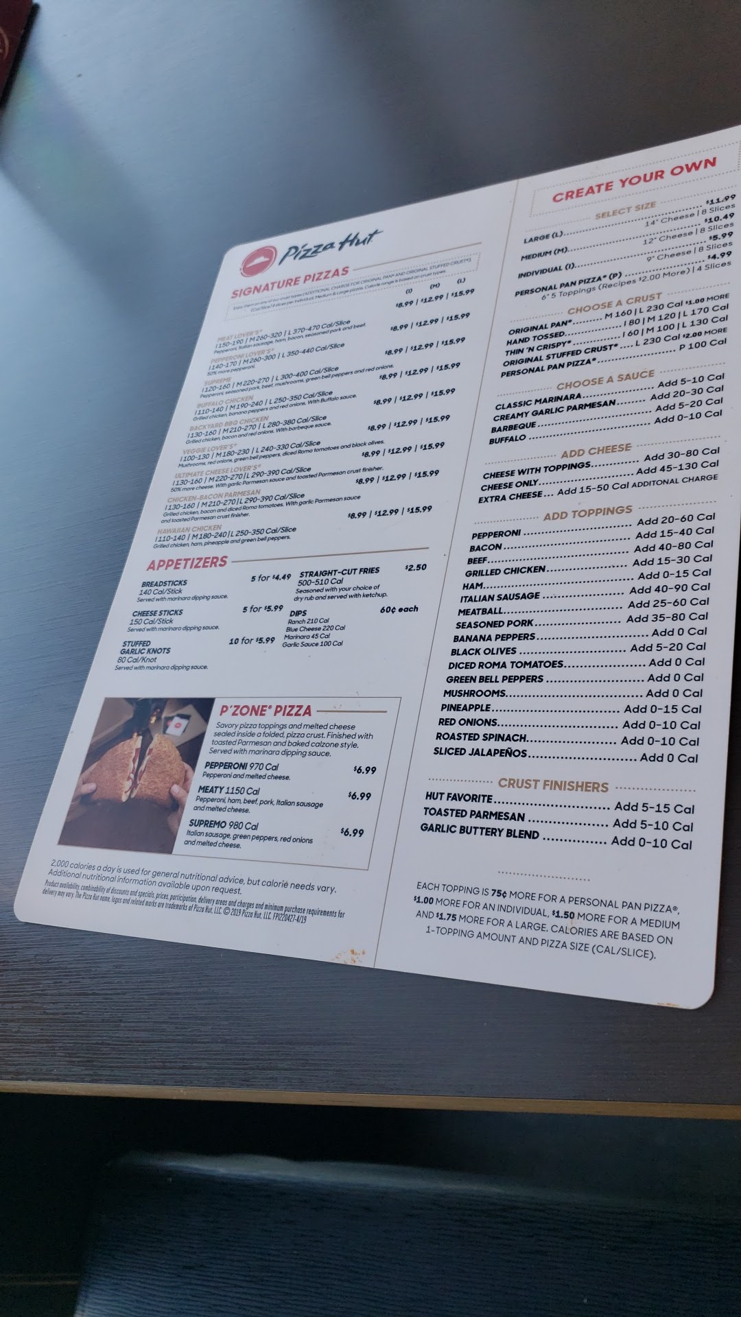 Pizza Hut Menu