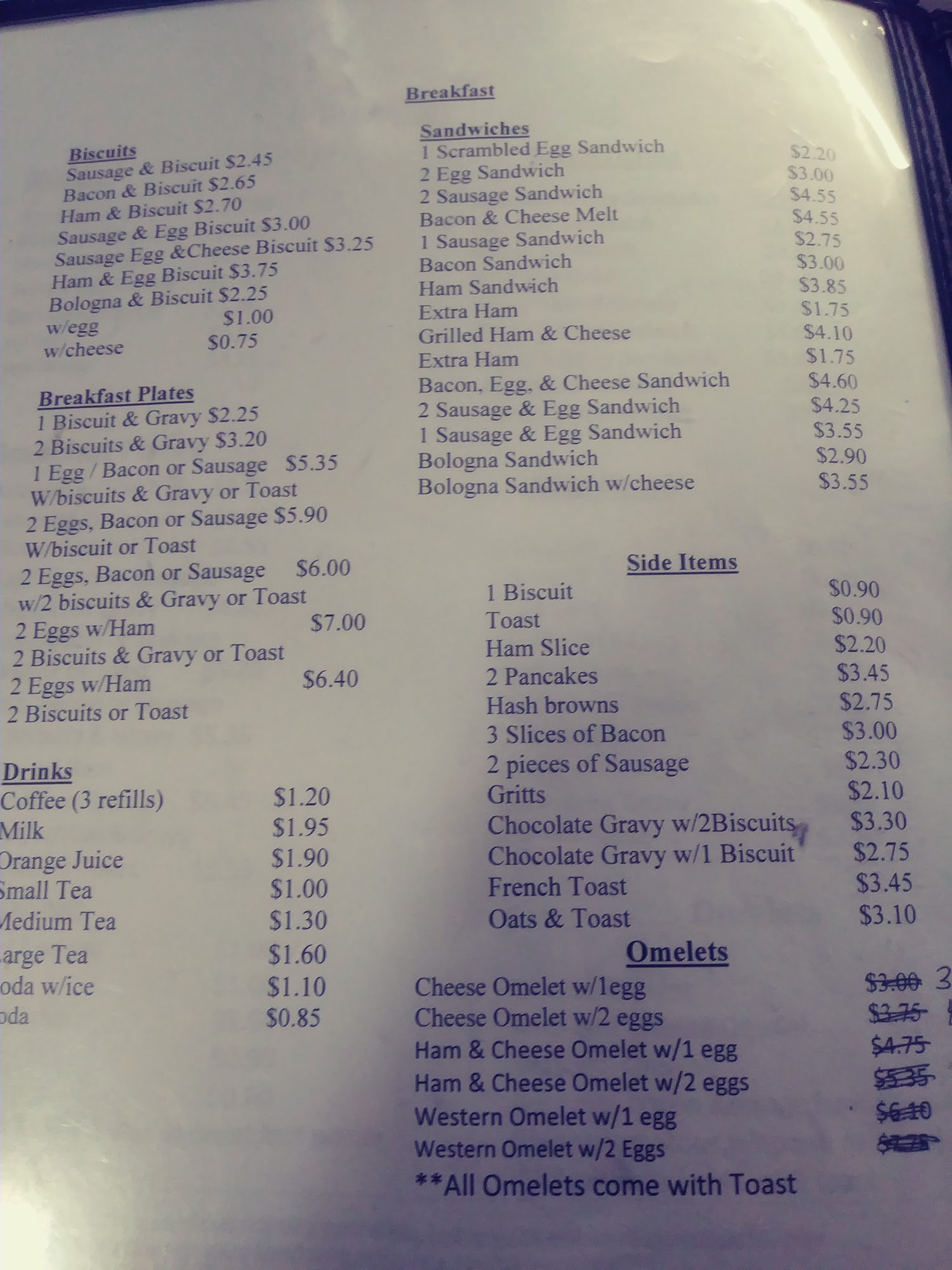 Clara's Midway Cafe Menu