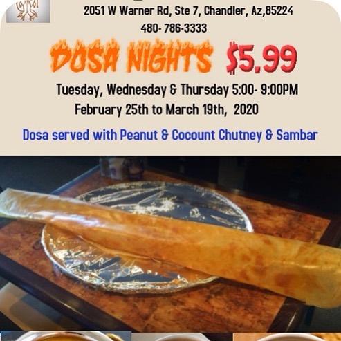 Ruchi Vegetarian Indian Cuisine 2051 W Warner Rd #7, Chandler