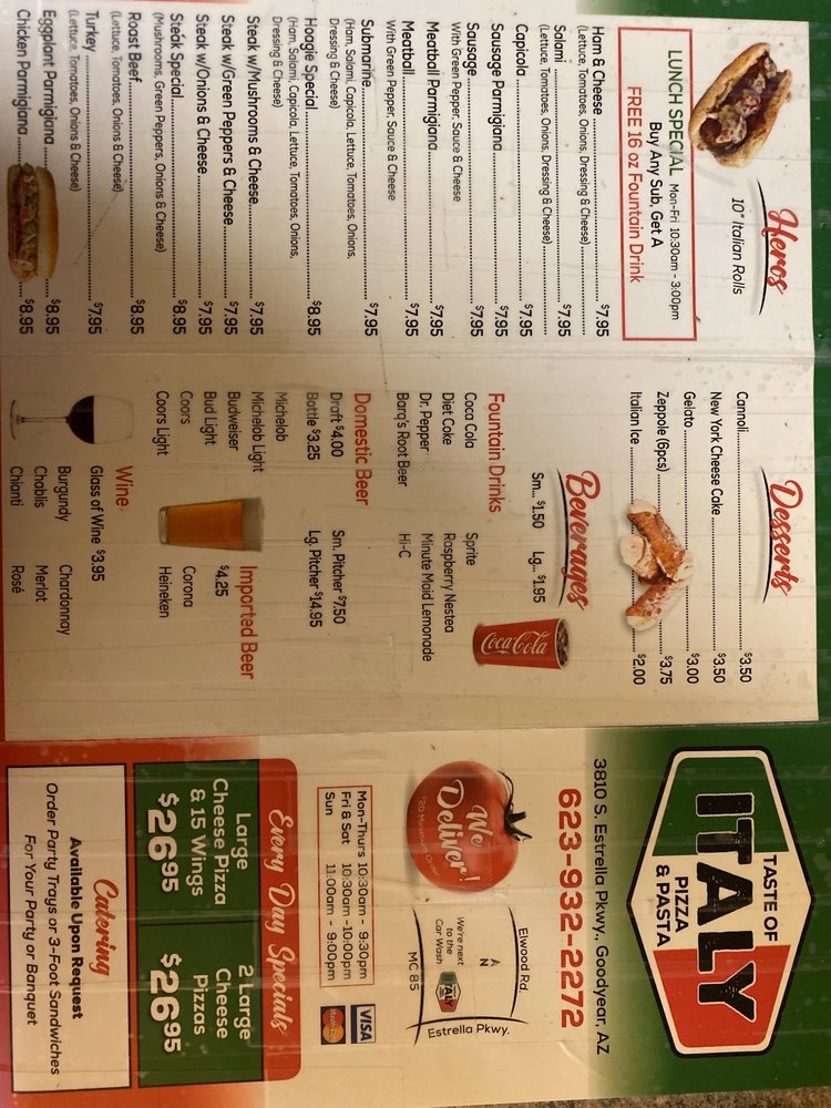 Taste of Italy 3810 Estrella Pkwy #308, Goodyear