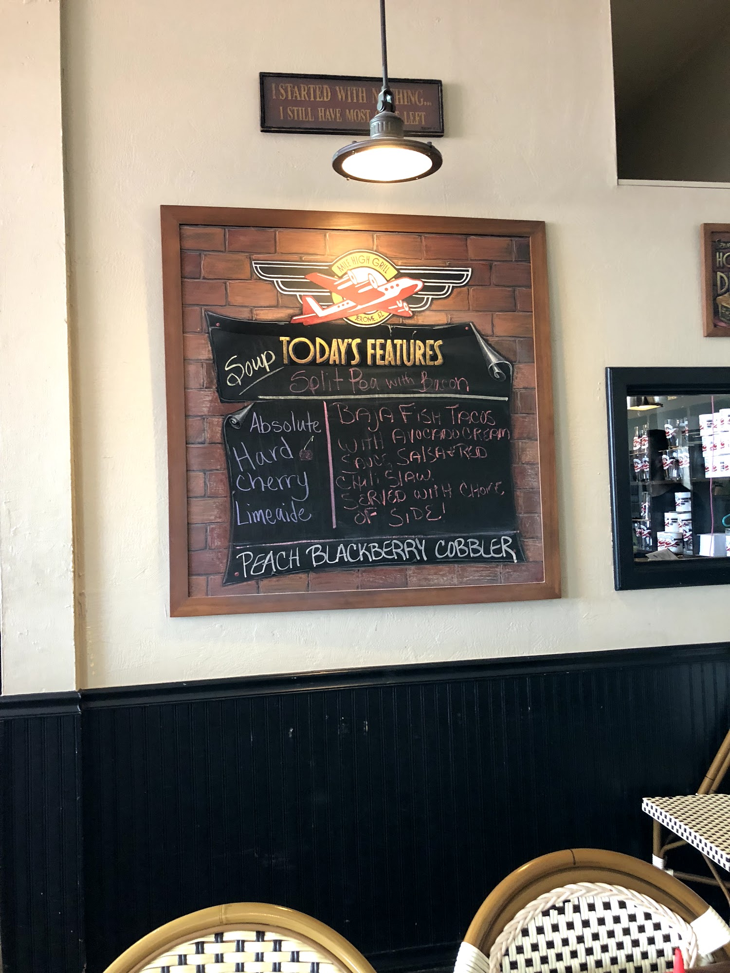 Mile High Grill and Inn Menu