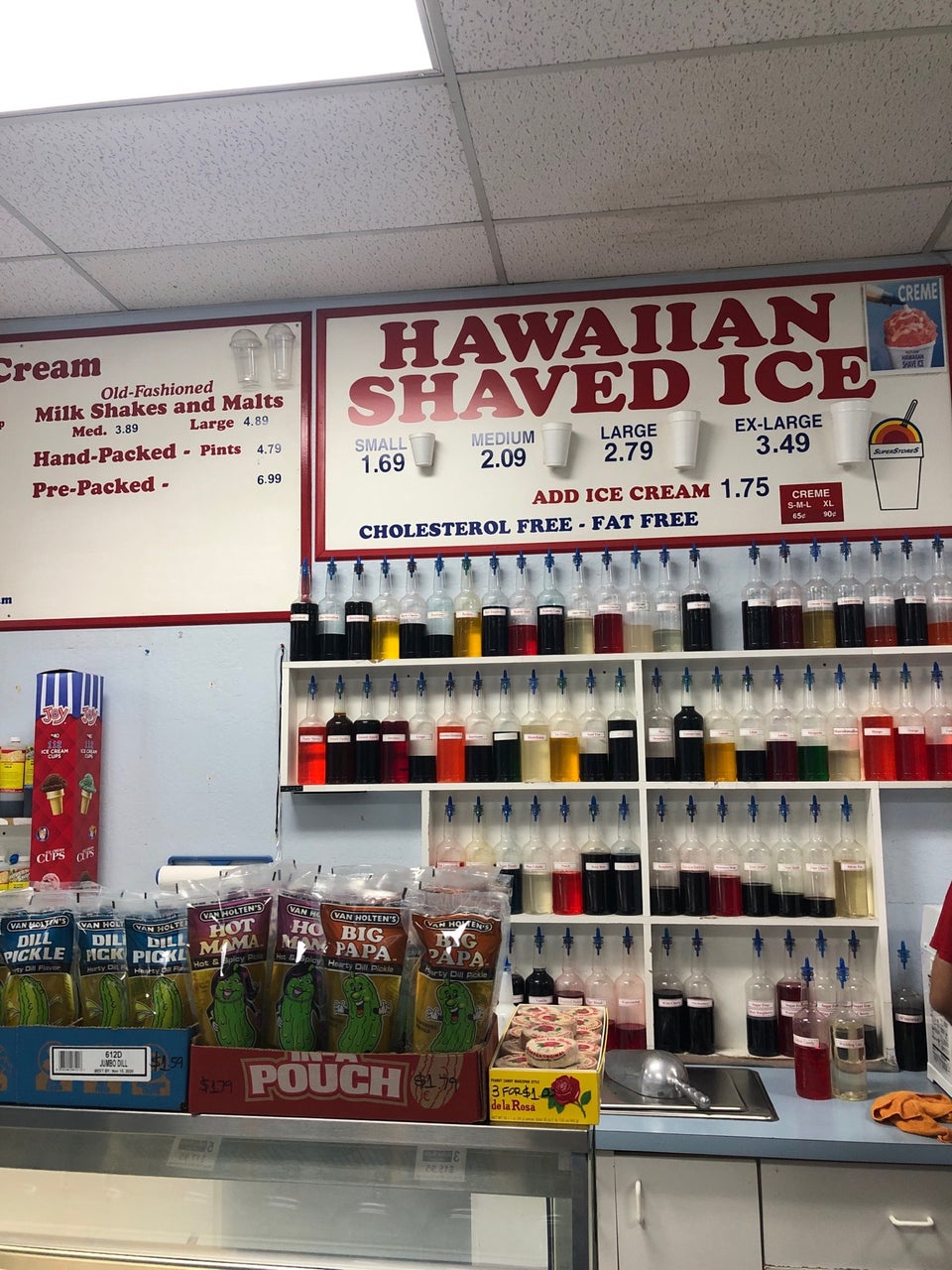 Sandee's Water 'n Ice Menu