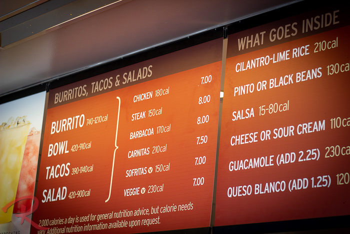 Chipotle Mexican Grill Menu