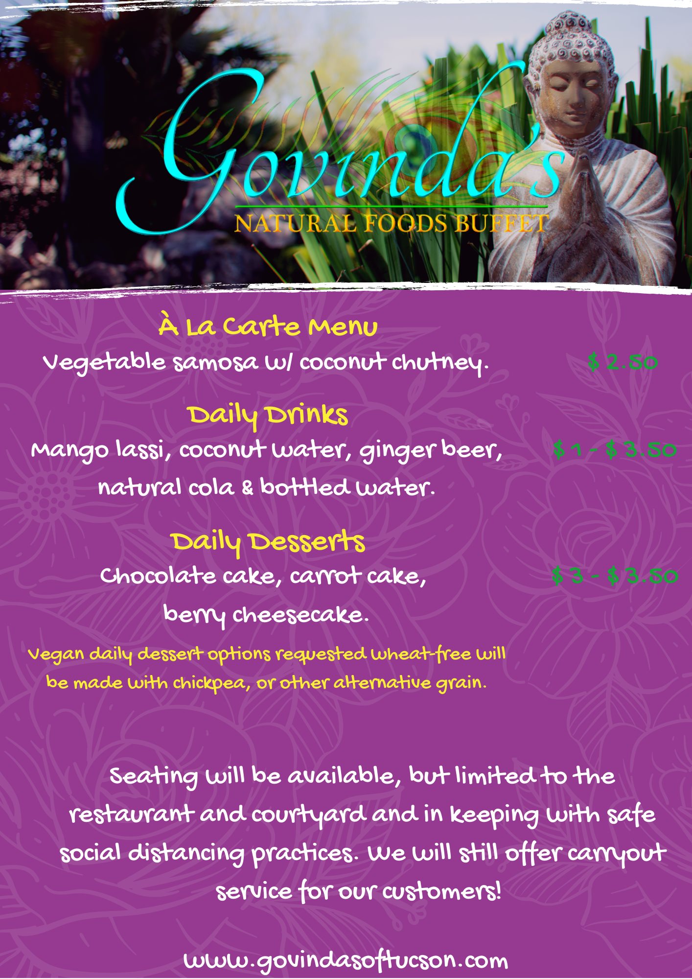 Govindas Natural Foods Buffet 711 E Blacklidge Dr, Tucson