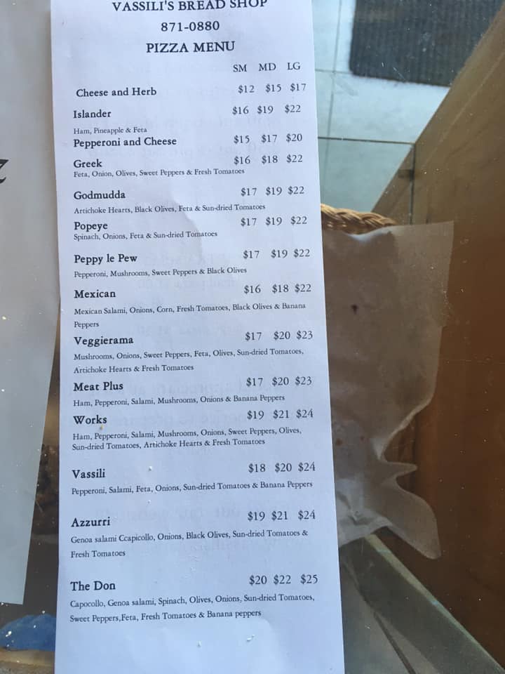Denman Island Bakery & Pizzeria Menu