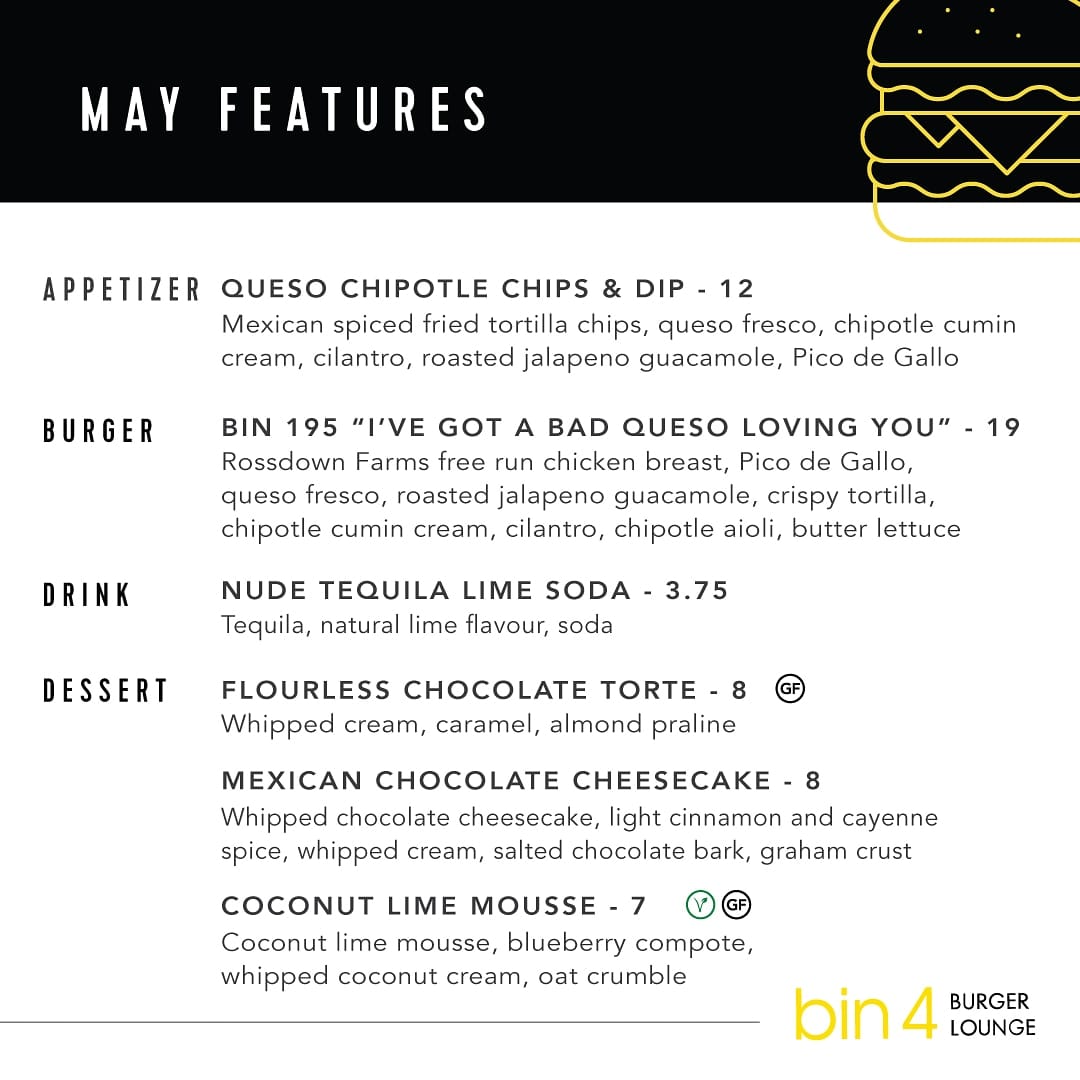 Bin 4 Burger Lounge 2996 Granville St, Vancouver