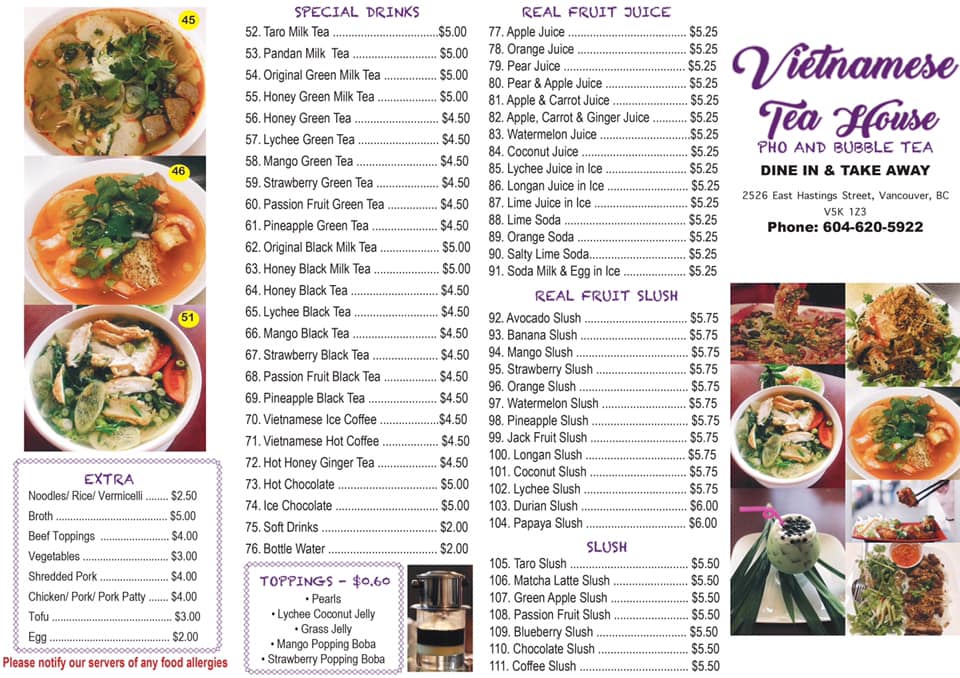 Vietnamese Tea House 2526 E Hastings St, Vancouver