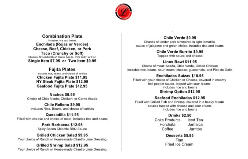 Linos Mexican Cuisine 2911 Taft Hwy, Bakersfield