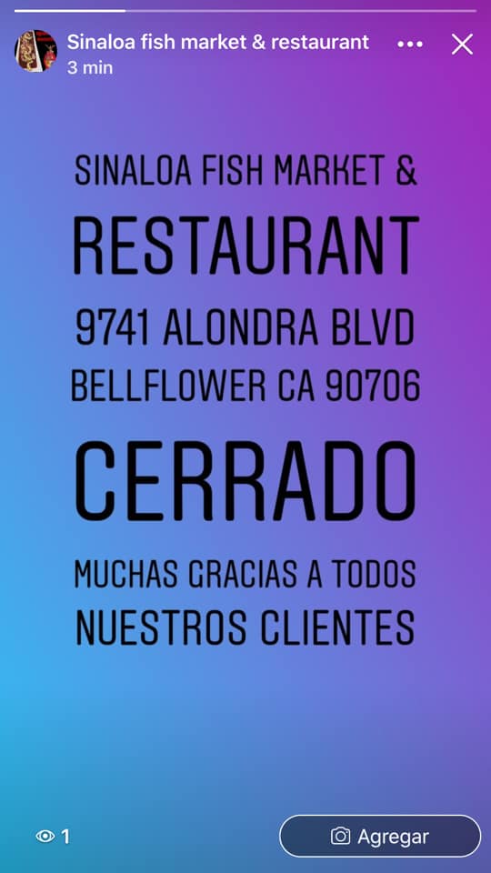 Mariscos Sinaloa 10301 Artesia Blvd #104, Bellflower