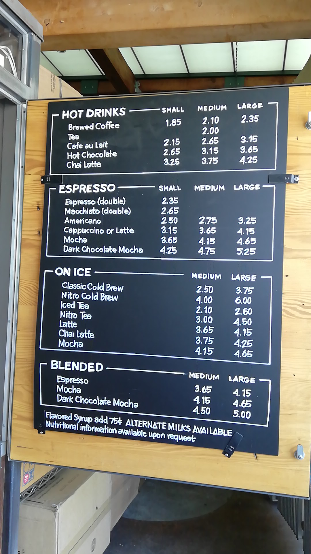 WFM Coffee Bar Menu