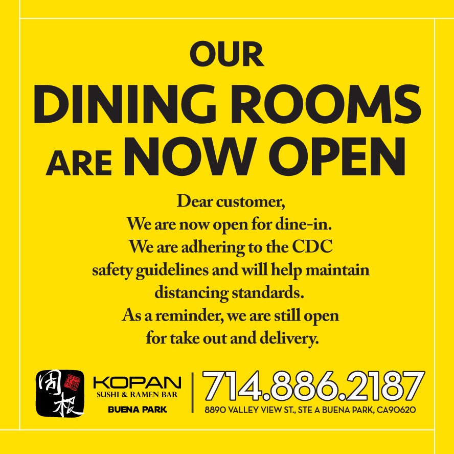 Kopan Sushi & Ramen 8890 Valley View St A, Buena Park