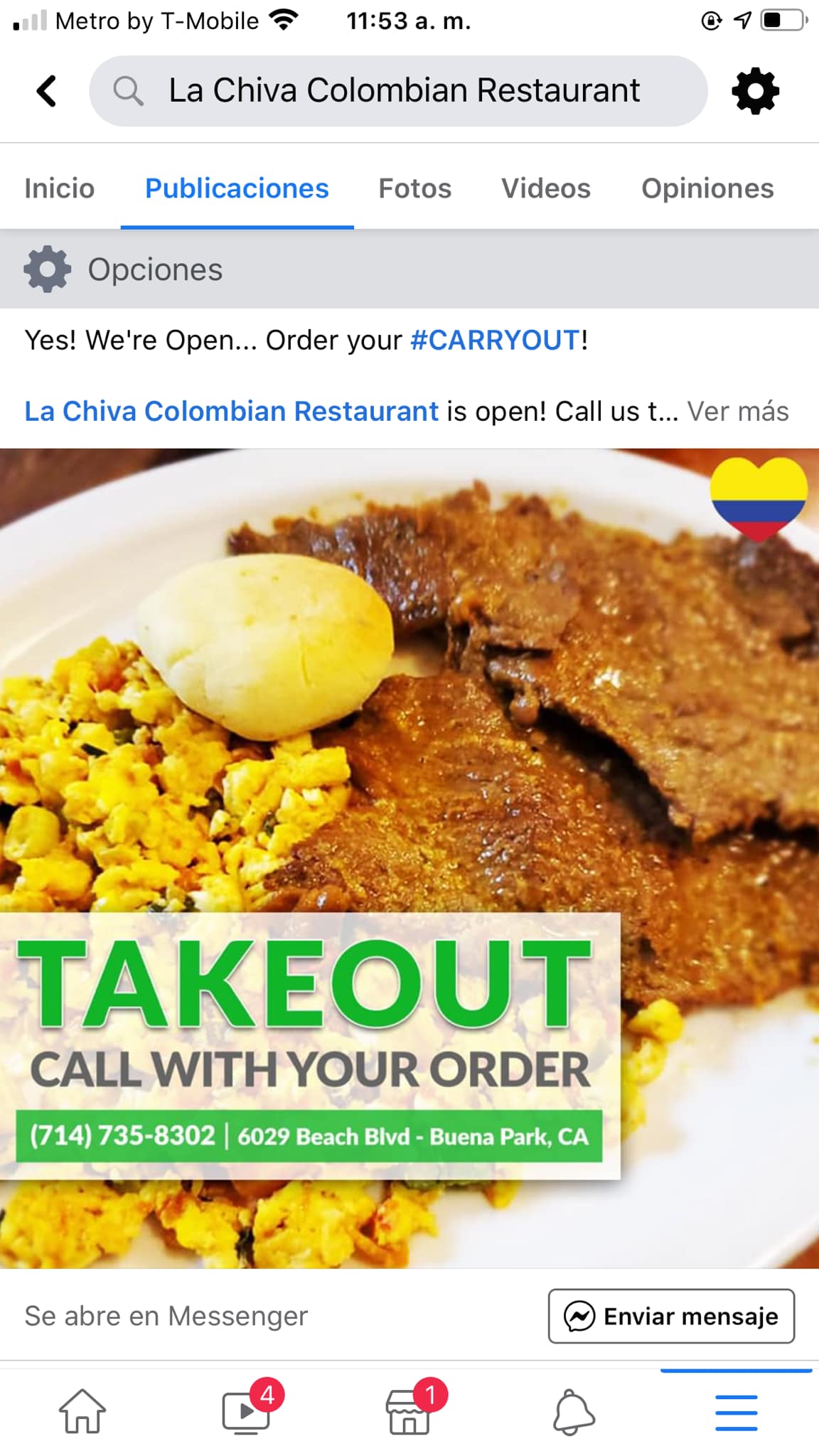 La Chiva Colombian Restaurant 6029 Beach Blvd, Buena Park