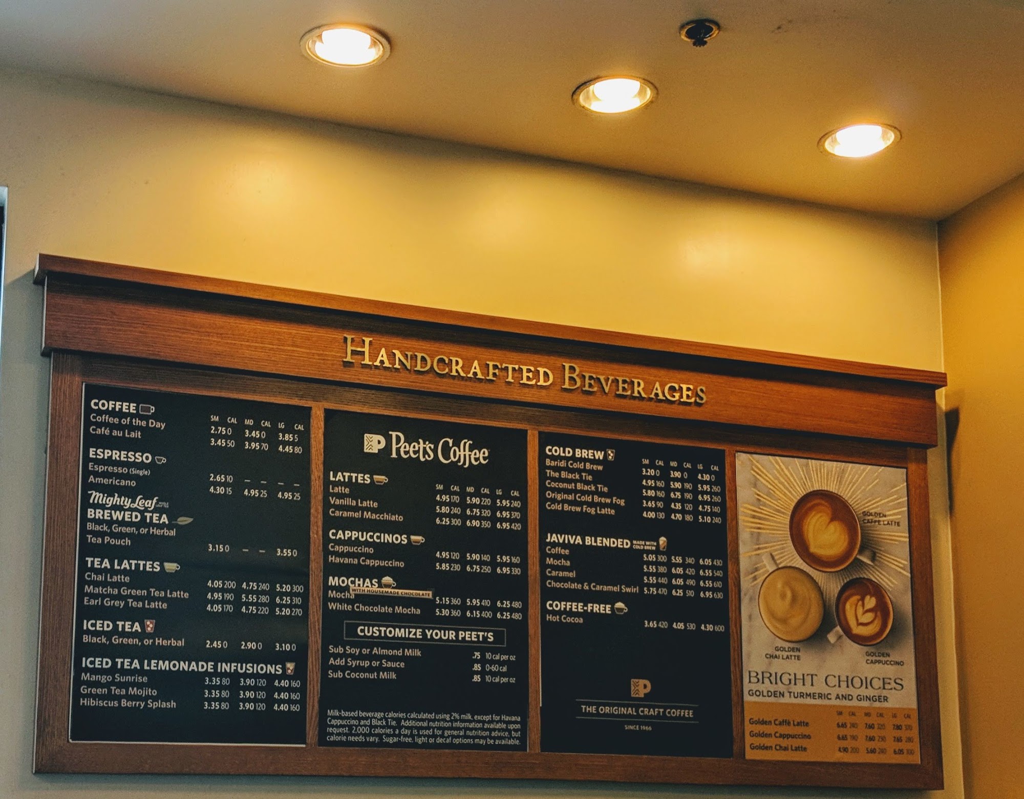 Peet's Coffee Menu