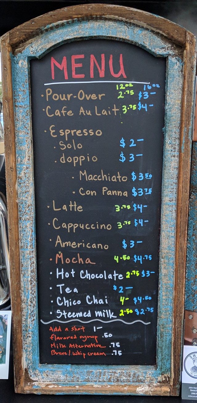 Shift Bicycle Cafe Menu