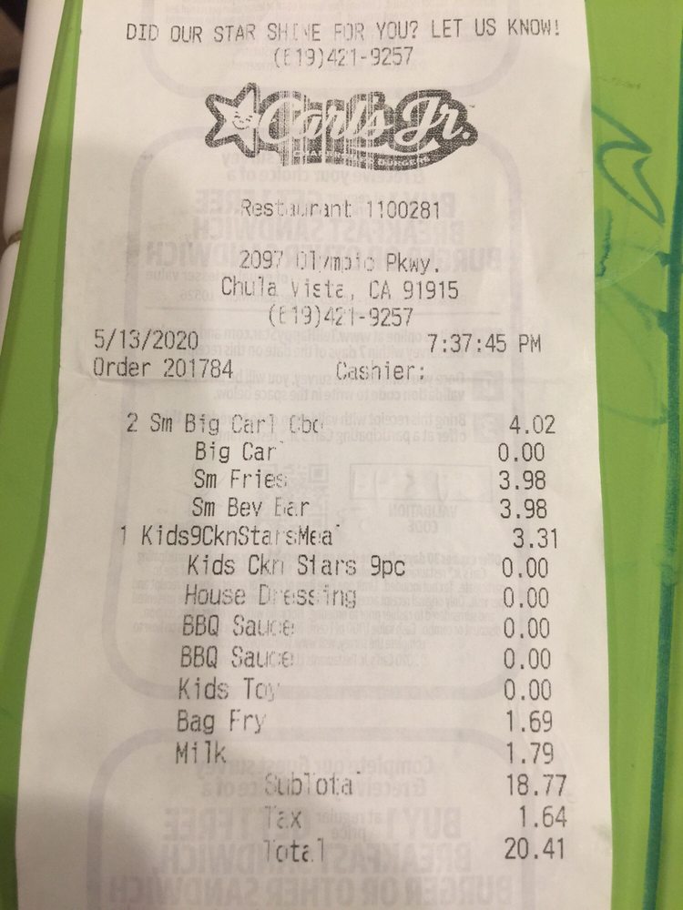 Carl's Jr. 2097 Olympic Pkwy, Chula Vista