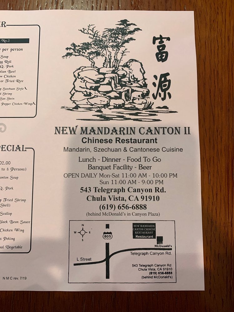 New Mandarin Canton Chinese Restaurant 543 Telegraph Canyon Rd, Chula Vista