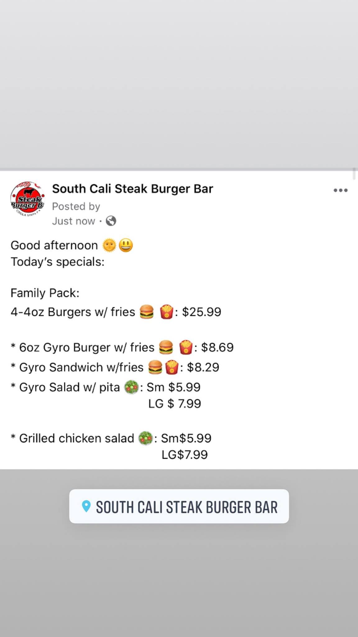 South Cali Steak Burger Bar 301 Montgomery St, Chula Vista