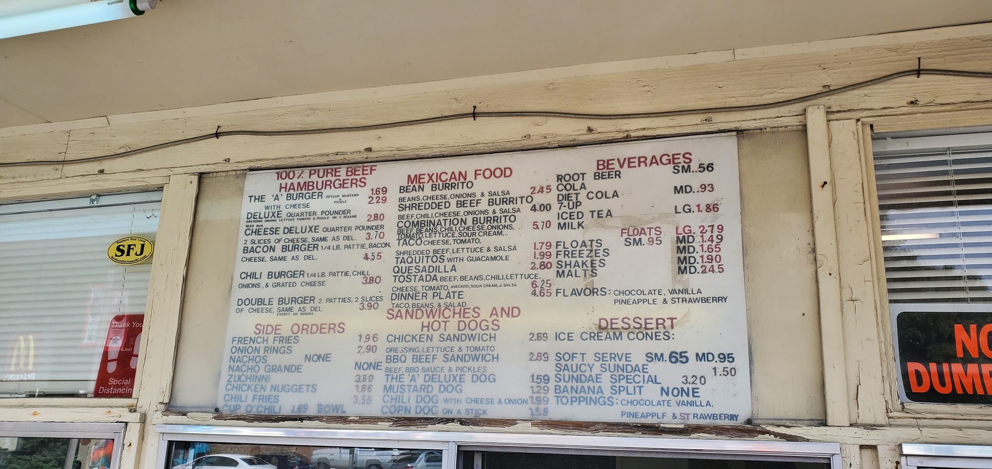 The A Restaurant Menu