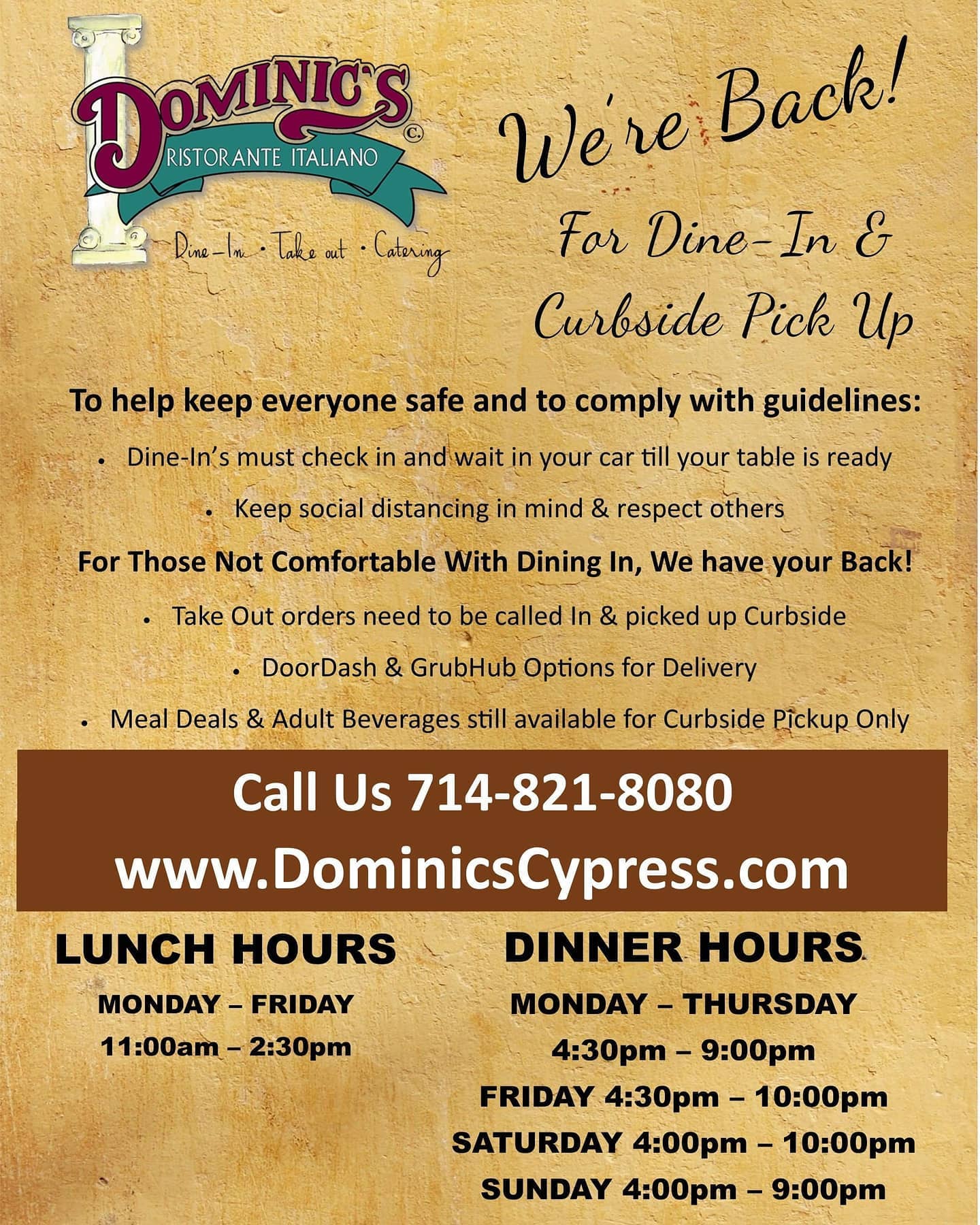 Dominic's Ristorante Italiano 9921 Walker St, Cypress