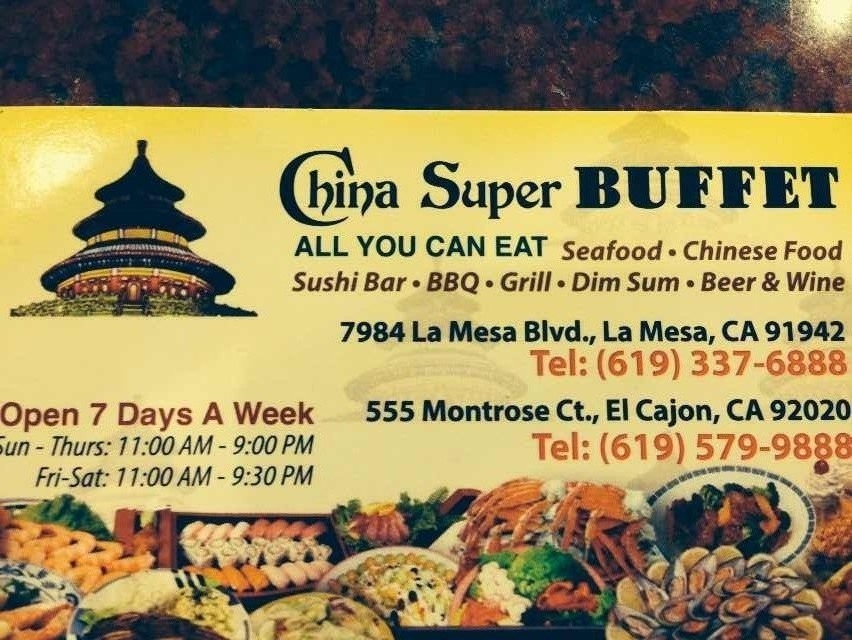 China Super Buffet Menu