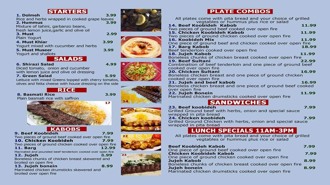 Elliott's Bar Menu