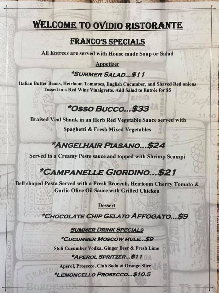 Ovidio Italian Restaurant 3097 W Bullard Ave, Fresno