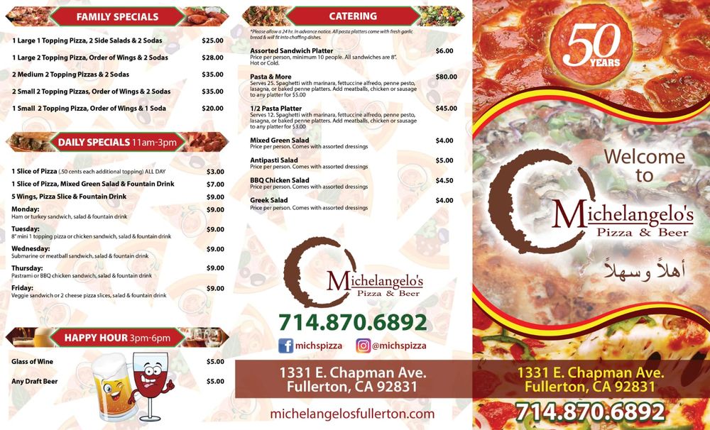 Michelangelo's Pizza & Beer 1331 E Chapman Ave, Fullerton