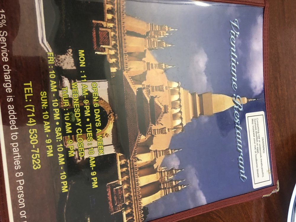 Vientiane Lao Thai Restaurant 10262 Westminster Ave, Garden Grove