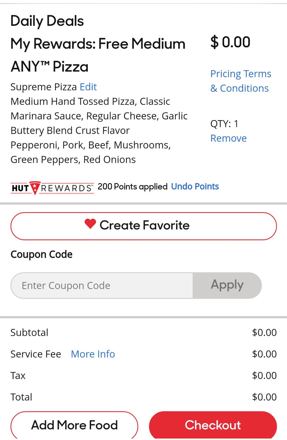 Pizza Hut Menu