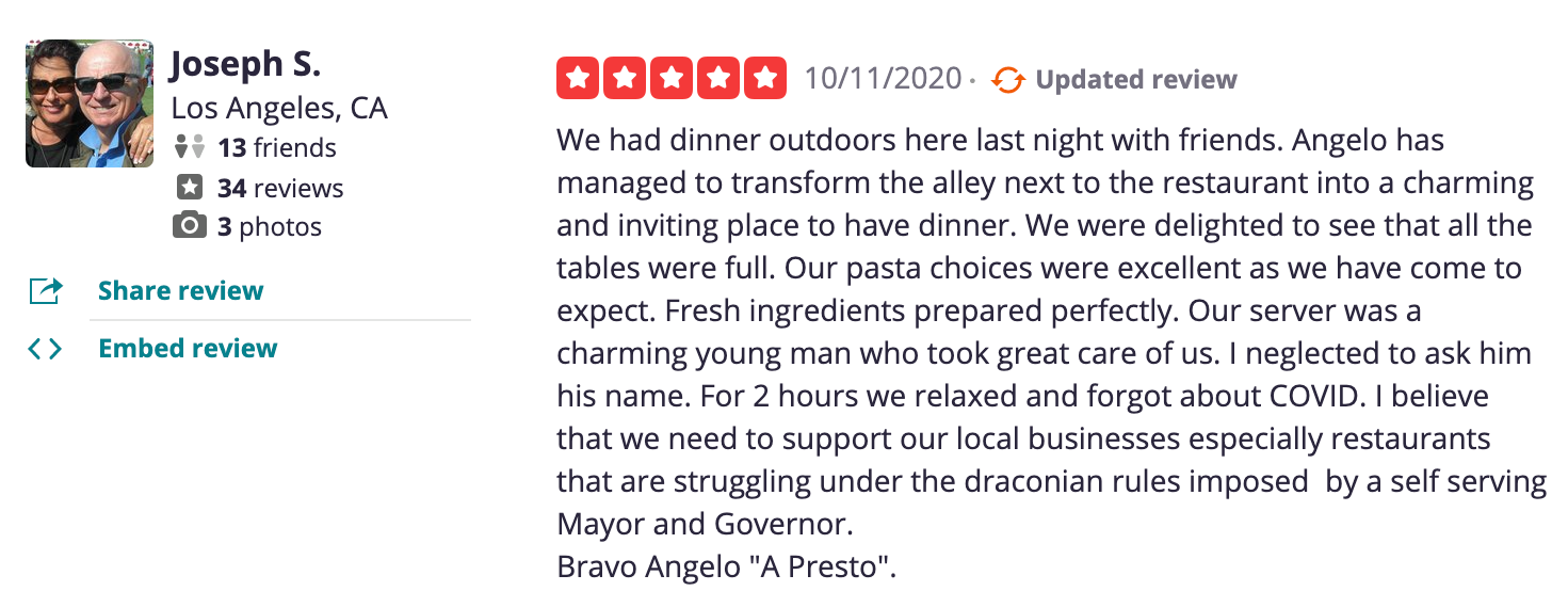 La Bruschetta 1621 Westwood Blvd, Los Angeles