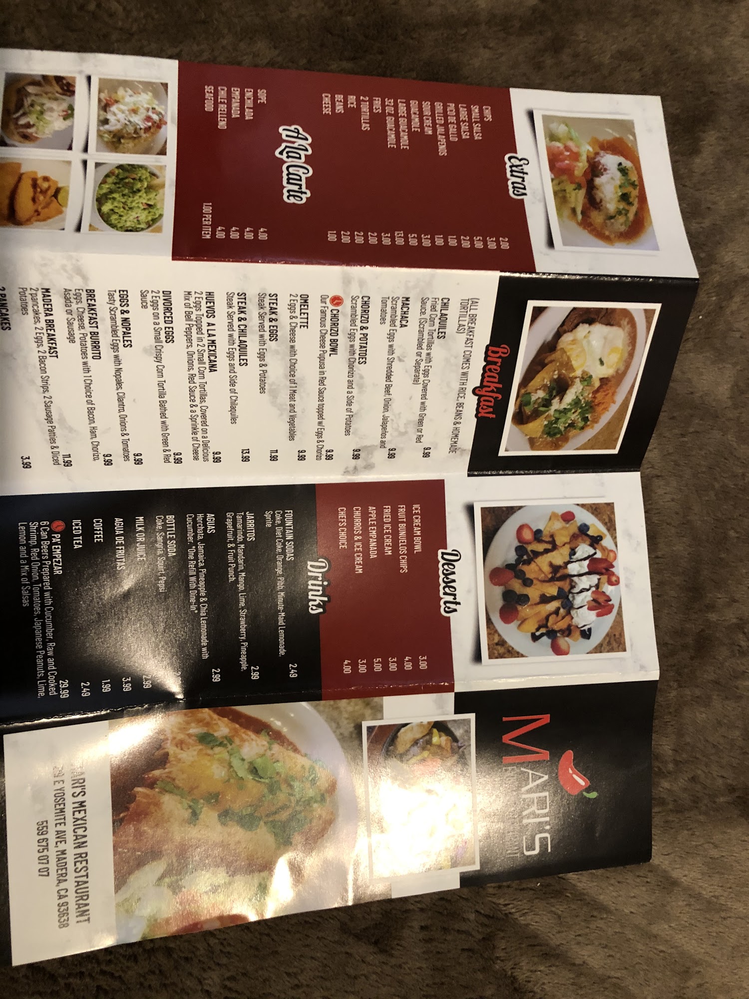 Mari's Mexican Restaurant Menu