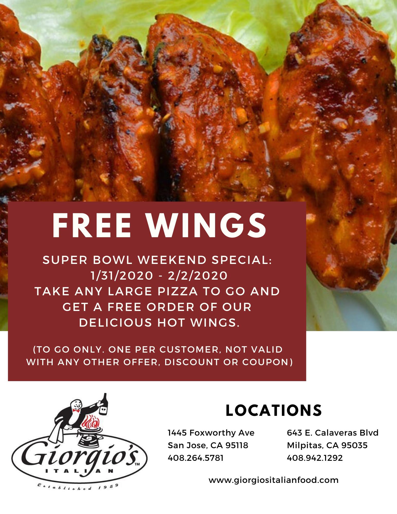 Giorgio's Italian Food & Pizzeria 643 E Calaveras Blvd, Milpitas