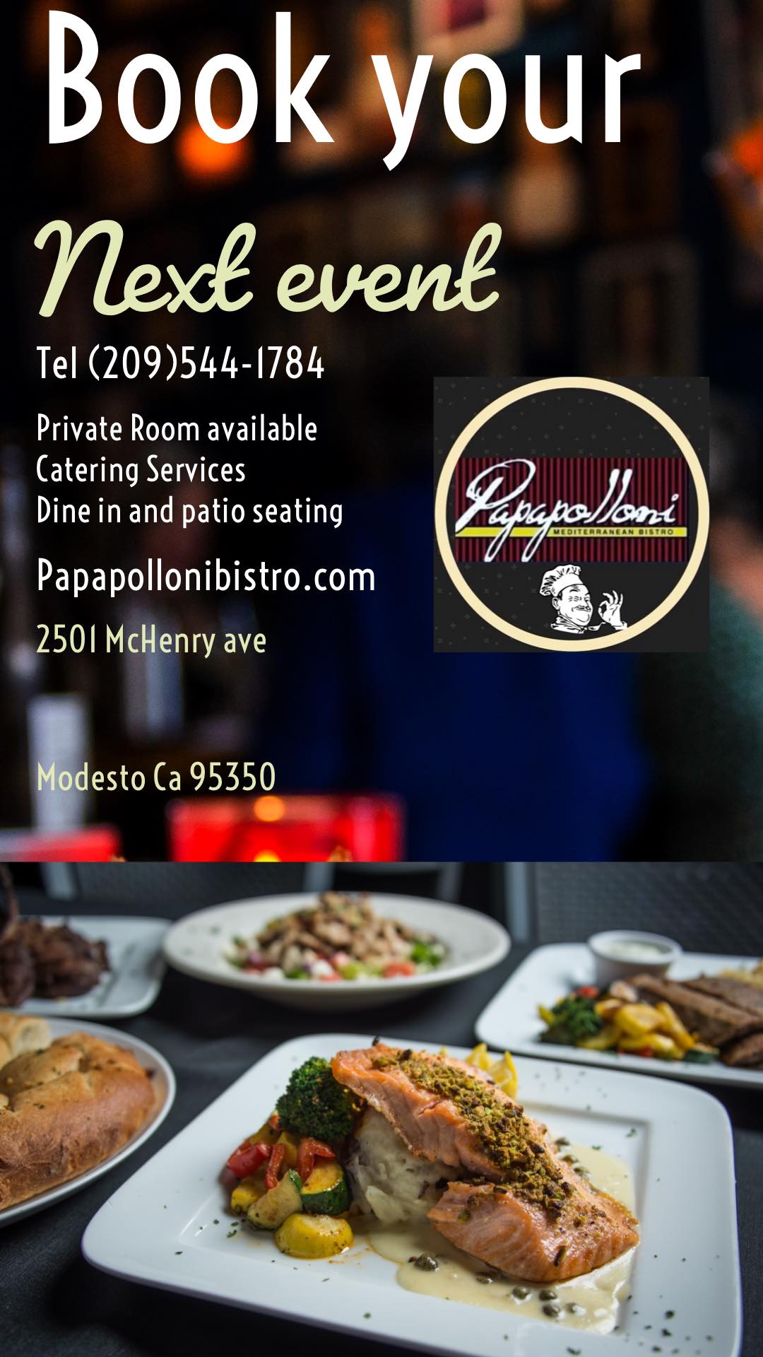 Papapolloni Mediterranean Bistro 2501 McHenry Ave, Modesto