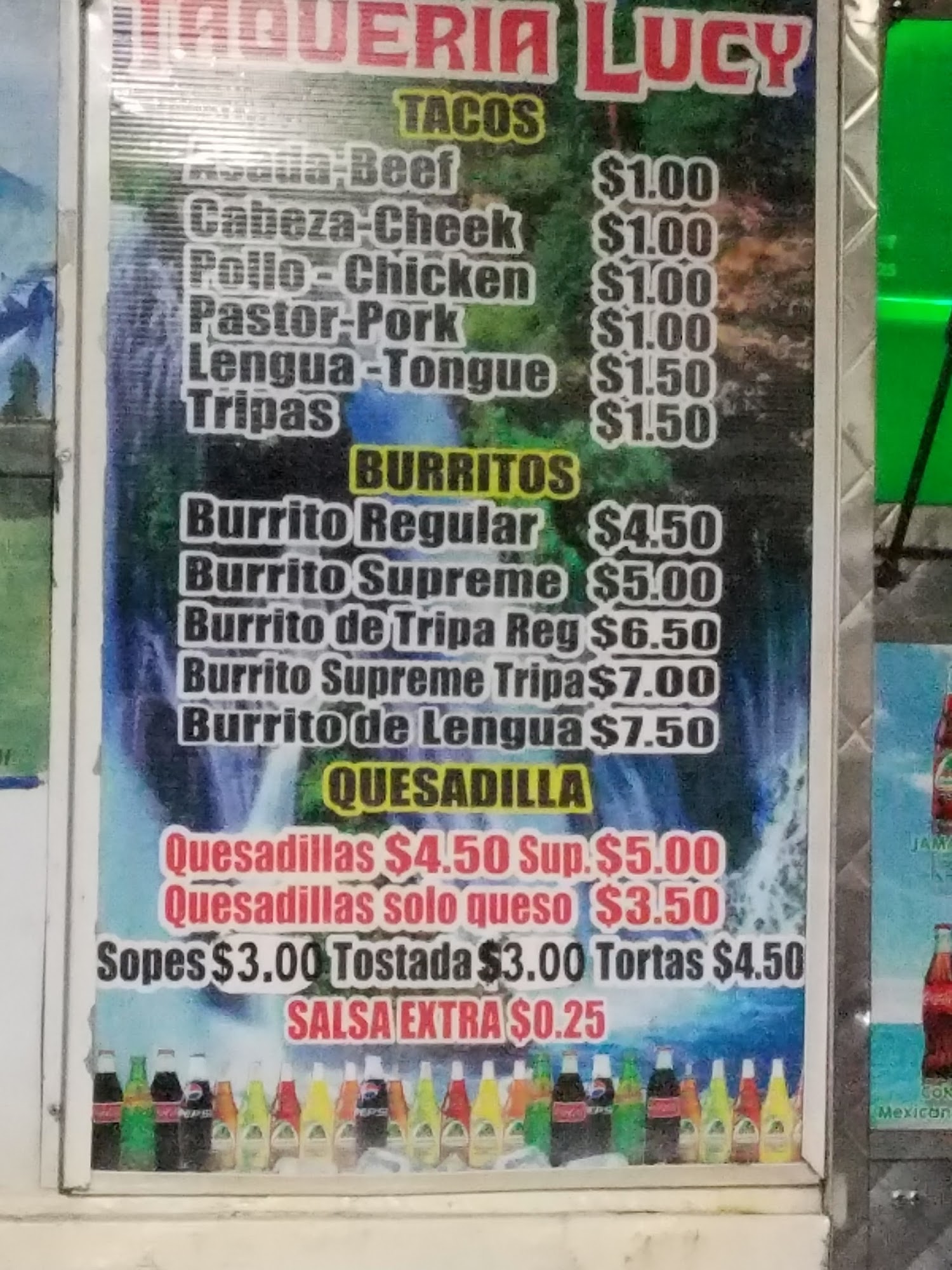 Taqueria Lucy Menu
